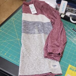 Nwt Sz 10 OshKosh Maroon, Navy & Heather Gray Long Sleeve Knit Tee